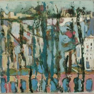 Ref.9087-20-Parisienne,-la-Cité,-huile-sur-toile,-30x30cm