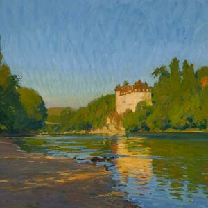 Marc-Dalessio---Afternoon-Light,-Cha╠éteau-de-la-Treyne---80-x-100-cm-huile-sur-toile-13000